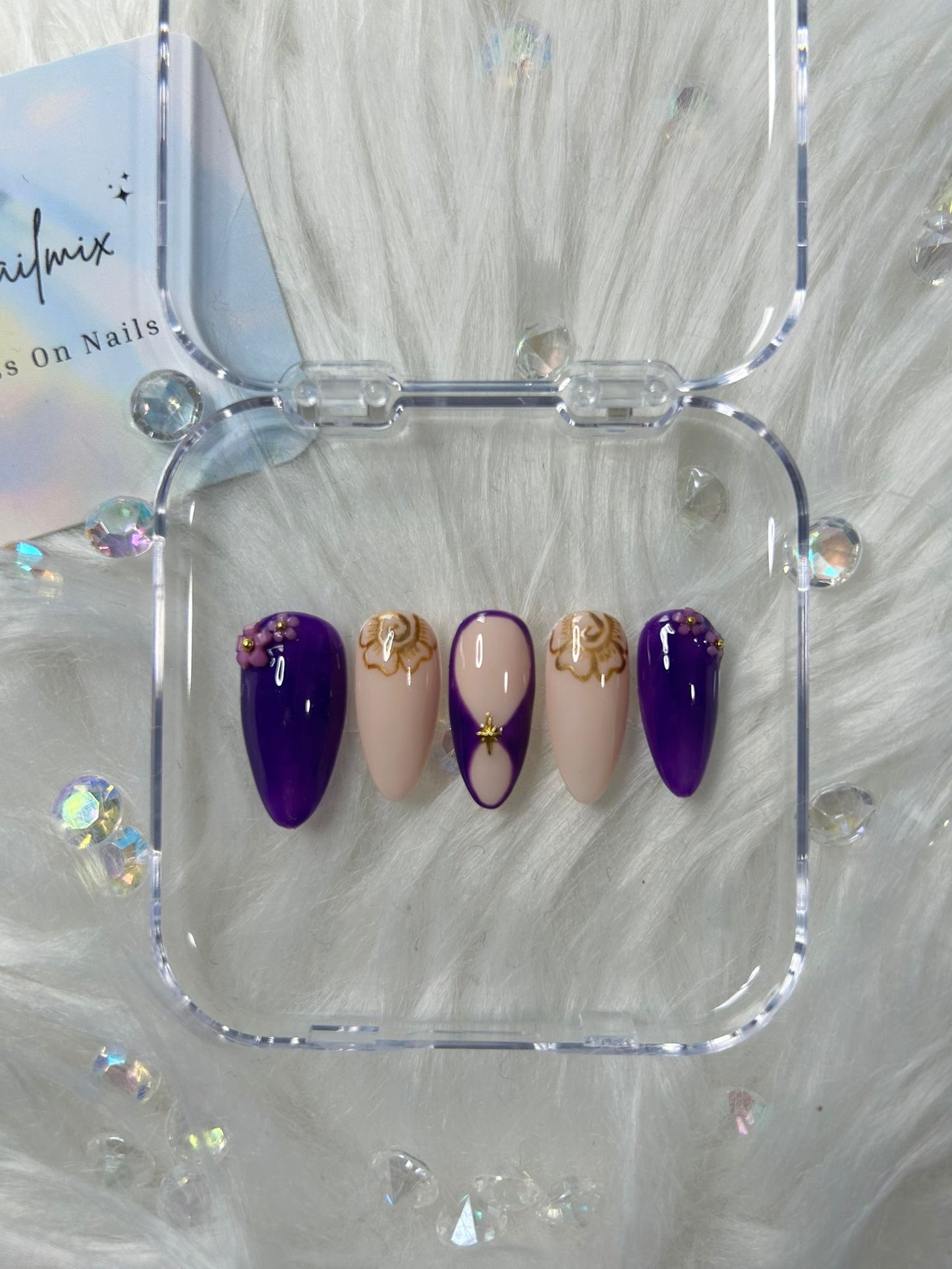 Purple Floral Nails