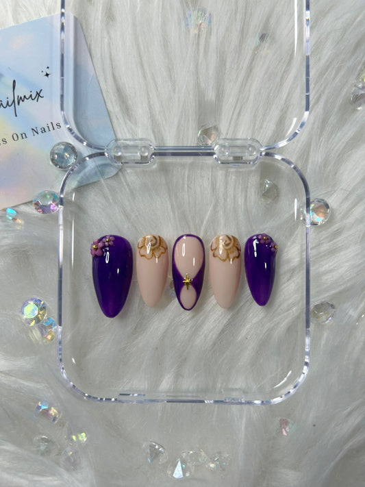 Purple Floral Nails