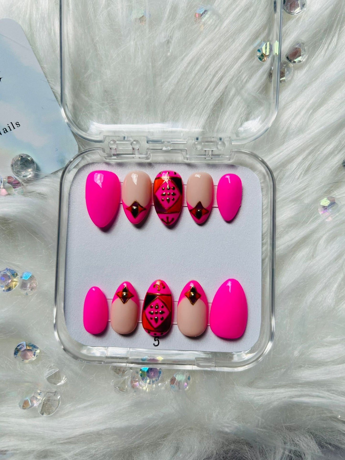 Pink Phulkari Nails