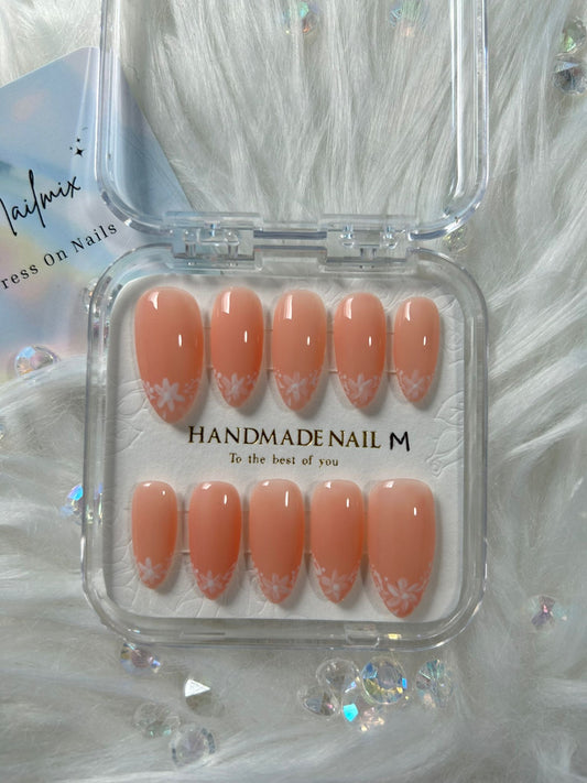 Floral French Nails