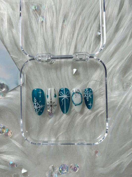 Winter Blue Christmas Nails
