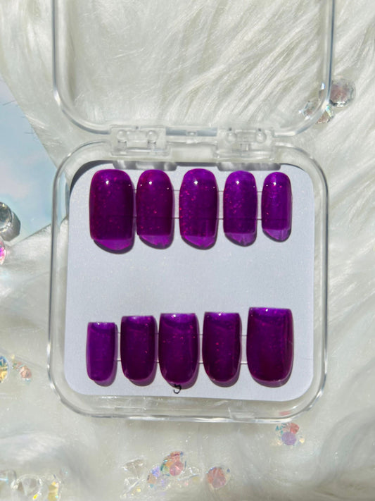 Plum Cat Eye Nails