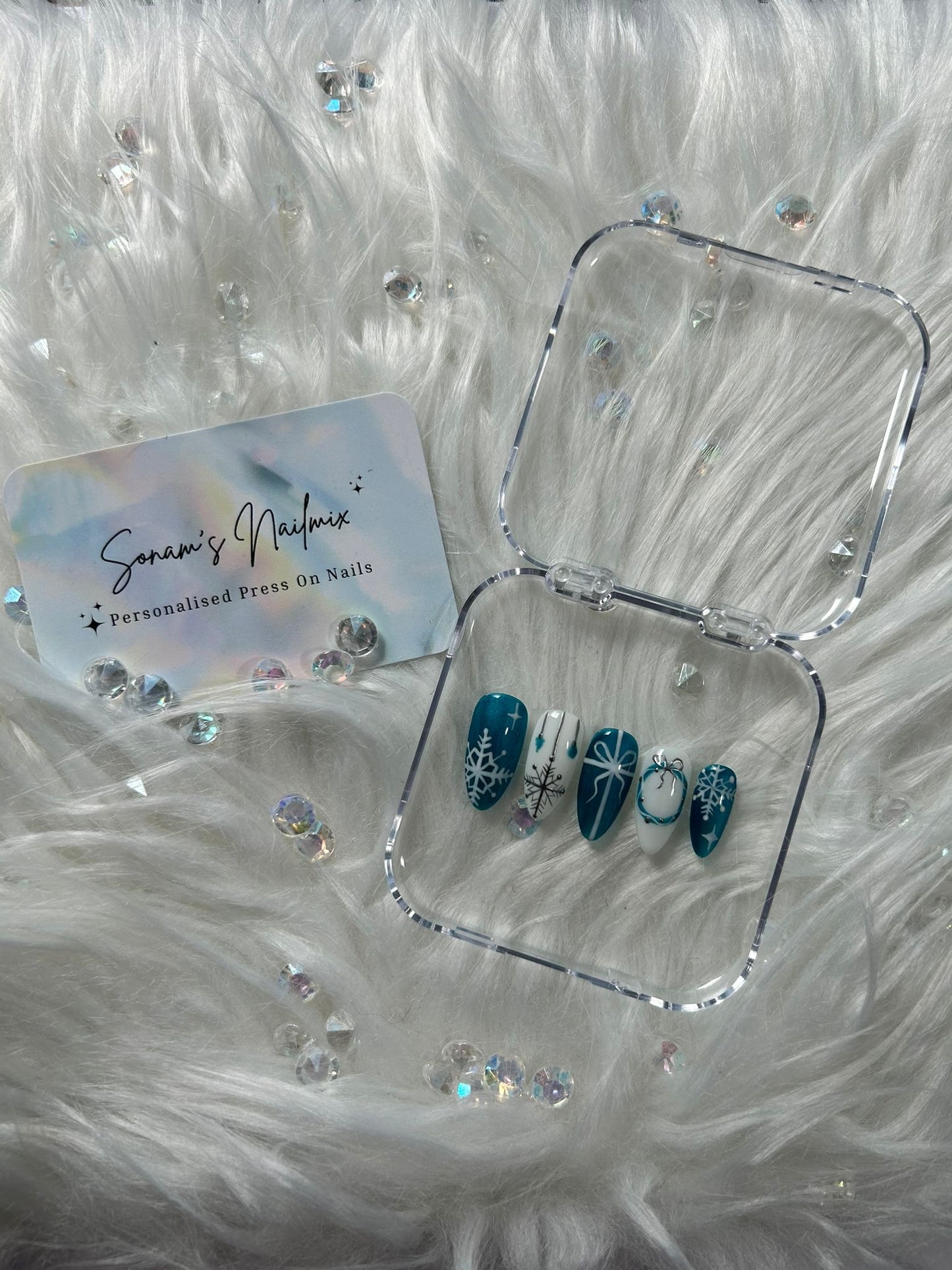 Winter Blue Christmas Nails
