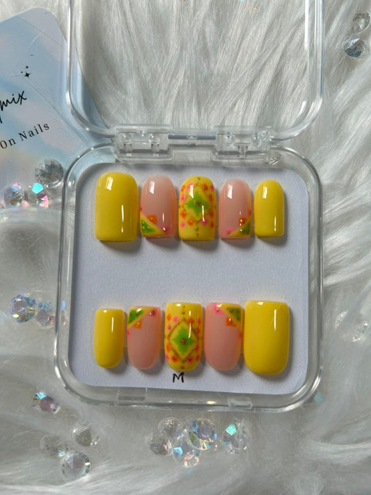 Yellow Phulkari Nails