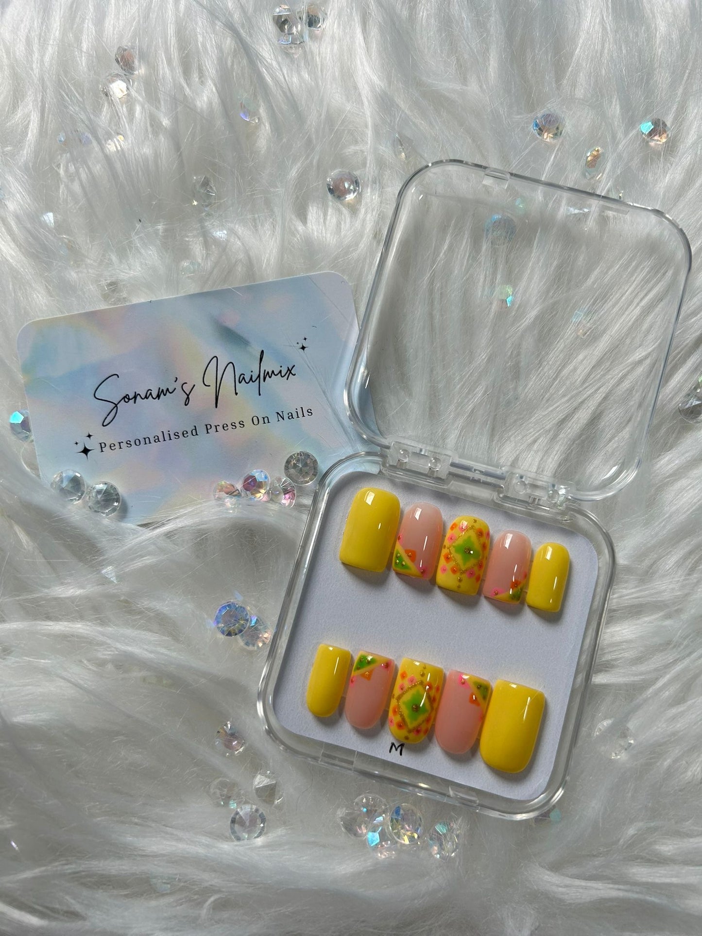 Yellow Phulkari Nails