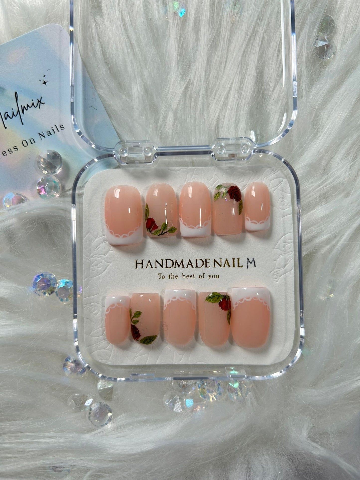 Rosey French Lace Nails