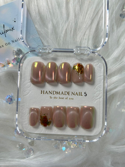 Cat Eye French Rose Nails