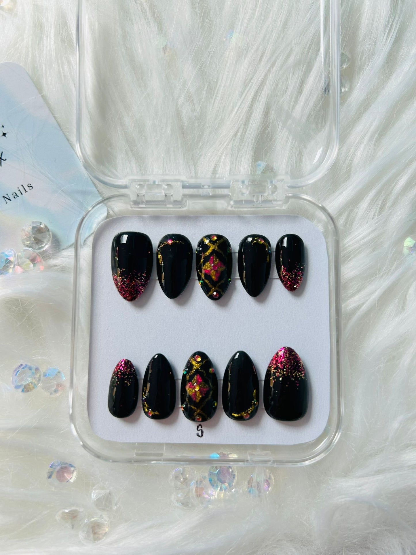 Deep Black Phulkari Nails