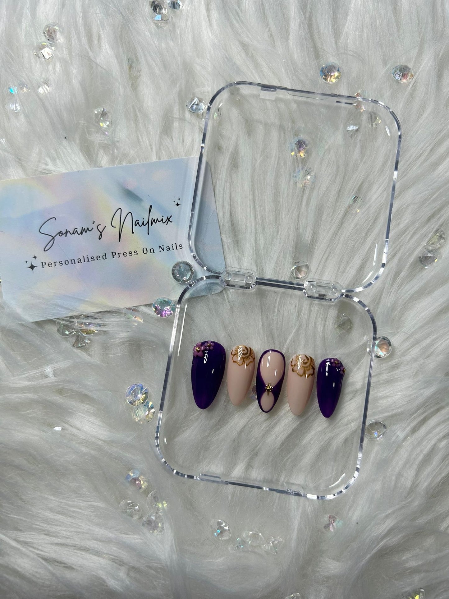 Purple Floral Nails