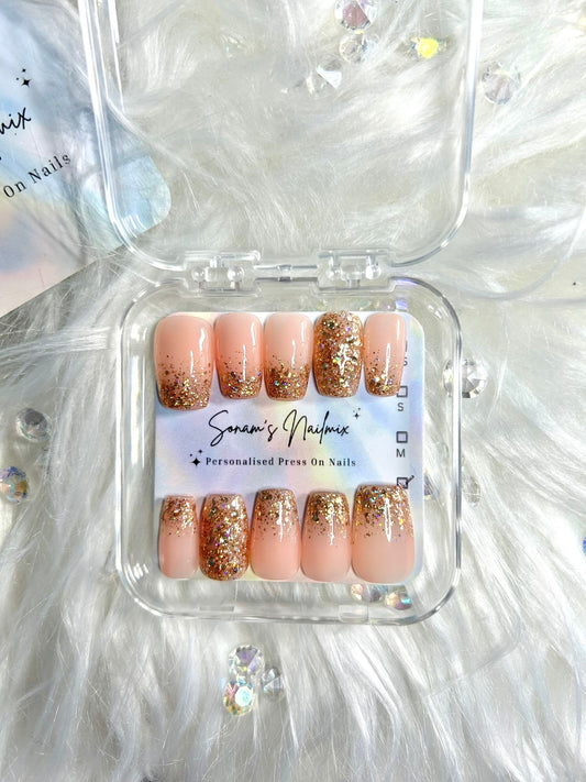 Glitter Gold Ombre Nails