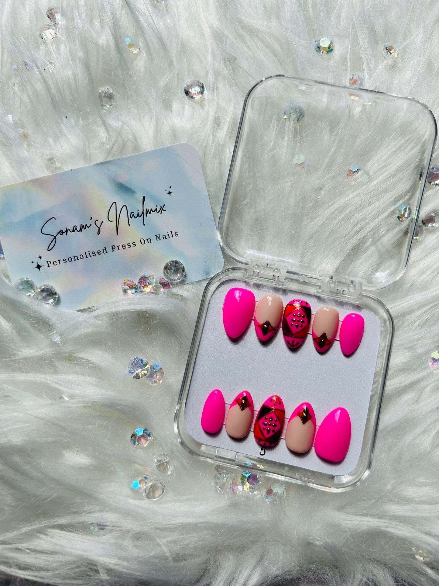 Pink Phulkari Nails