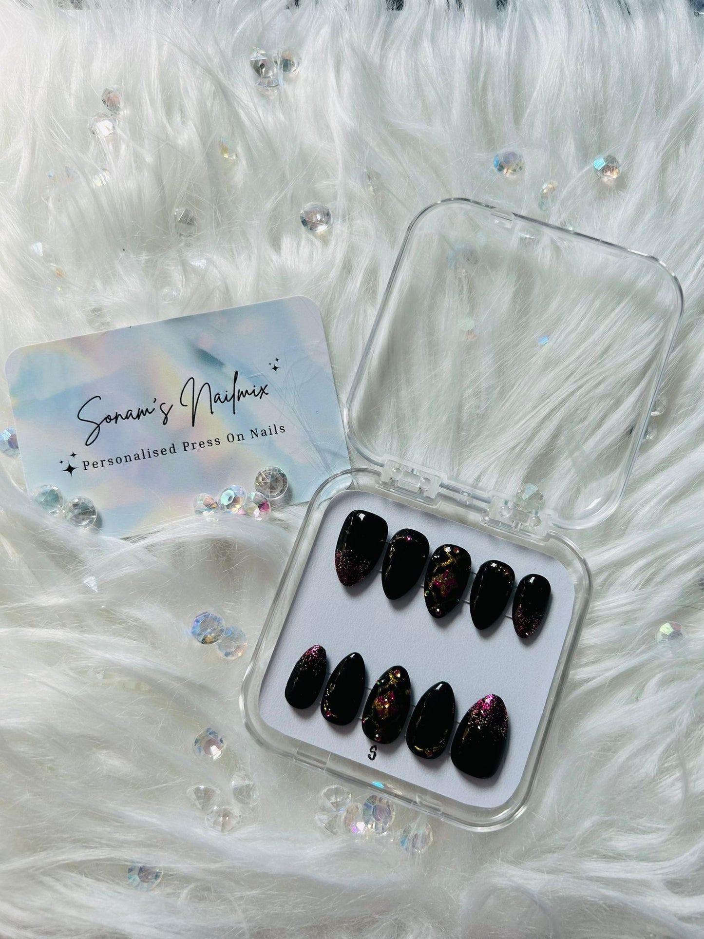 Deep Black Phulkari Nails